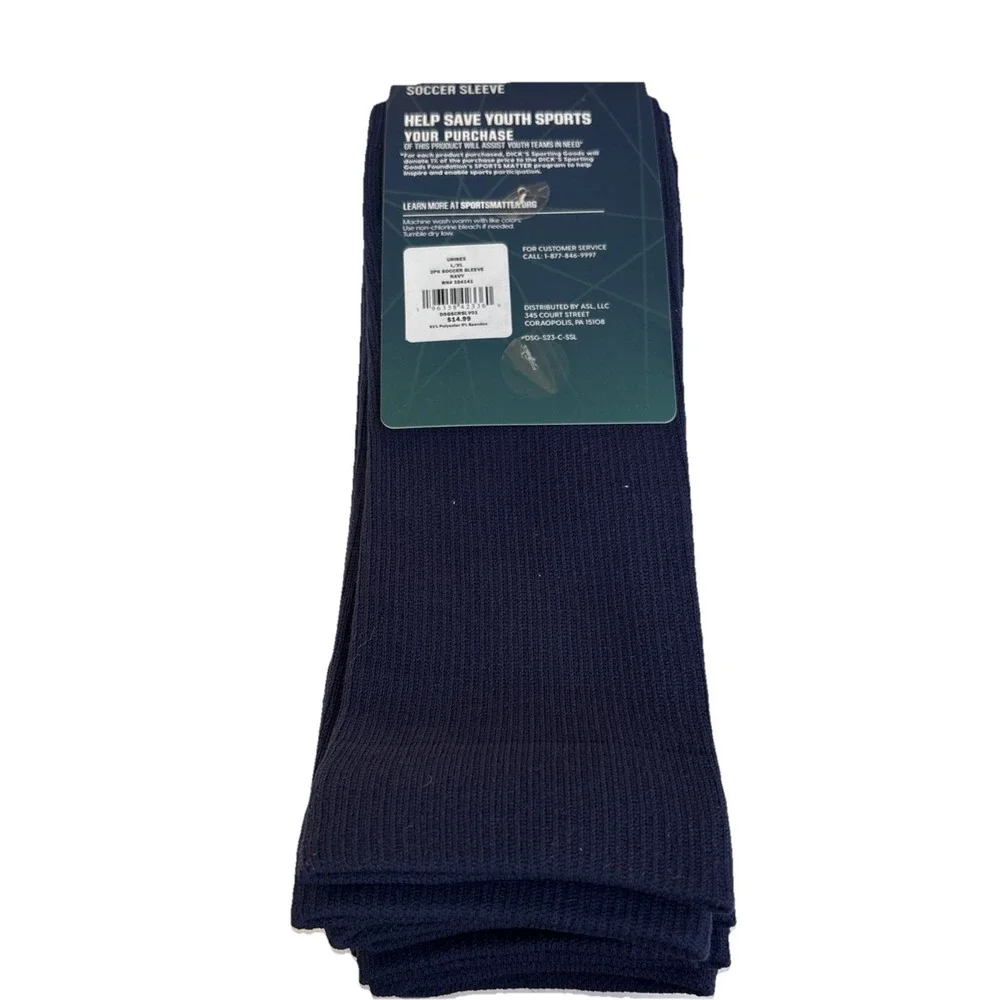 DSG Soccer Sleeve Socks Two Pack‎ Navy Blue Size L / XL New